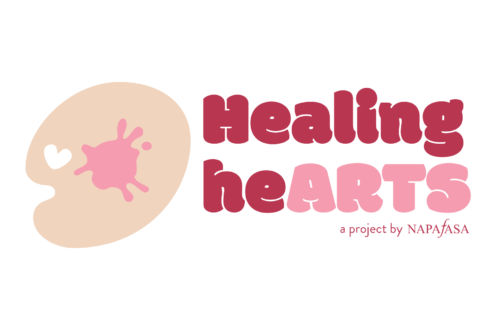 A palette with paint splatter is on the right of "Healing HeARTS," the name of the project.